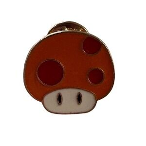 Super Mario Bros Mushroom Enamel Pin‎ Brooch Orange Video Game Retro Collectible